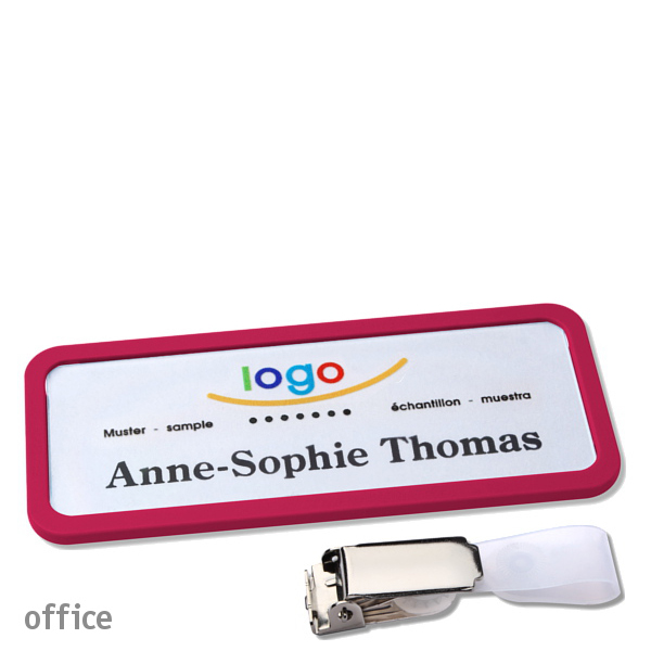 10 Namensschilder office quick-print Hängerclip 75 x 27 mm | lila | Hängerclip, Kunststoff