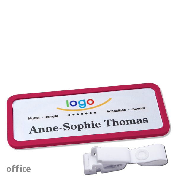 10 Namensschilder office quick-print Hängerclip 75 x 27 mm | lila | Hängerclip metallfrei, Kunststoff