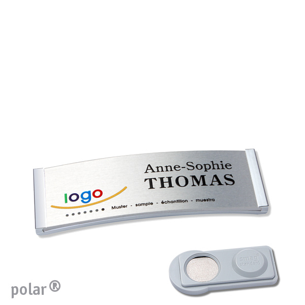 10 Namensschilder polar alu-complete magnet 64 x 22 mm | edelstahl | silber | smag Magnet, Kunststoff