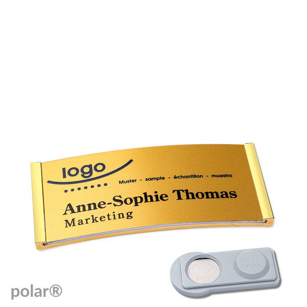 10 Namensschilder polar alu-complete magnet 65 x 30 mm | gold | gold | smag Magnet, Kunststoff
