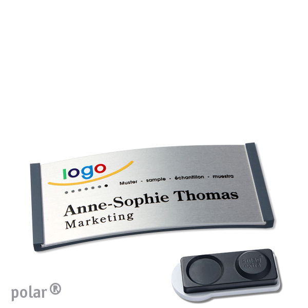 10 Namensschilder polar alu-complete magnet 65 x 30 mm | anthrazit | silber | smag Magnet, extra stark, Kunststoff