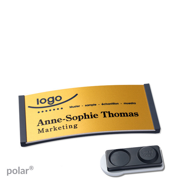 10 Namensschilder polar alu-complete magnet 65 x 30 mm | anthrazit | gold | smag Magnet, extra stark, Kunststoff