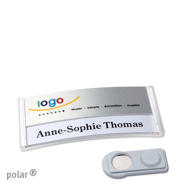 10 Namensschilder polar alu-print Magnet 65 x 30 mm | transparent | silber | smag Magnet, Kunststoff