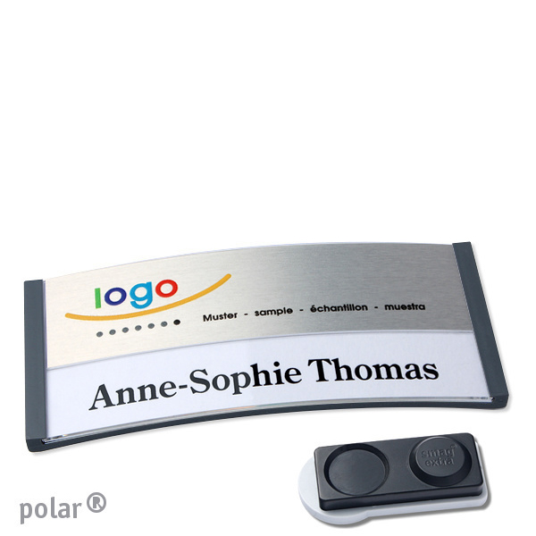 10 Namensschilder polar alu-print Magnet 74 x 34 mm | anthrazit | silber | smag Magnet, extra stark, Kunststoff
