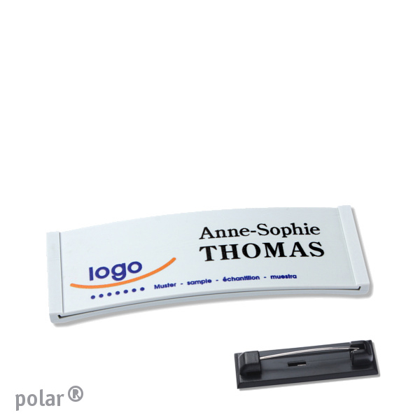10 Namensschilder polar color-complete magnet 64 x 22 mm | hellgrau | Edelstahl-Rastnadel, Kunststoff