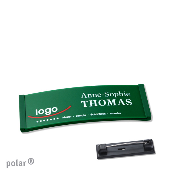 10 Namensschilder polar color-complete magnet 64 x 22 mm | grün | Edelstahl-Rastnadel, Kunststoff