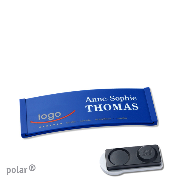 10 Namensschilder polar color-complete magnet 64 x 22 mm | blau | smag Magnet, extra stark, Kunststoff