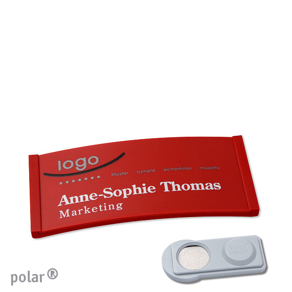 10 Namensschilder polar color-complete magnet 65 x 30 mm | rot | smag Magnet, Kunststoff