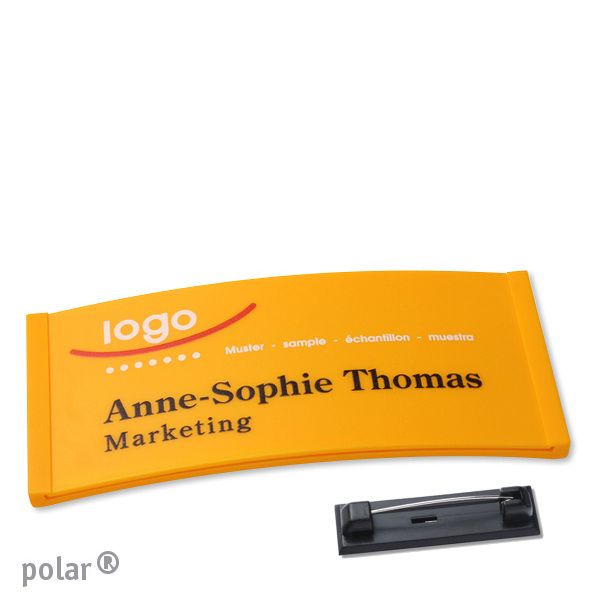 10 Namensschilder polar color-complete Nadel 74 x 34 mm | gelb, Kunststoff