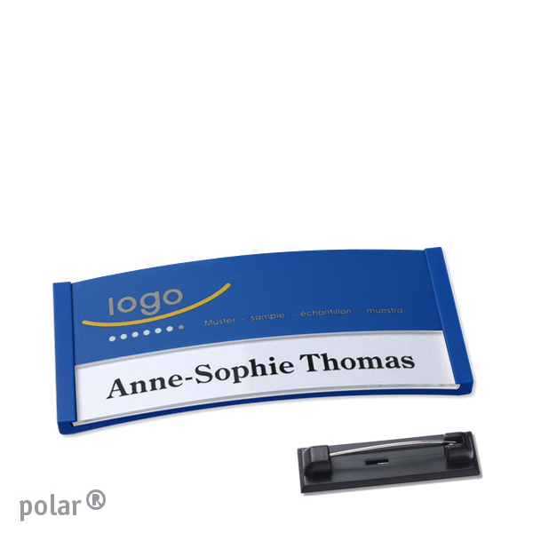 10 Namensschilder polar color-print Nadel 65 x 30 mm | blau, Kunststoff