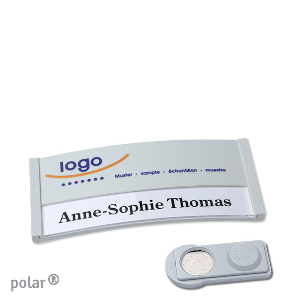 10 Namensschilder polar color-print Magnet 65 x 30 mm | hellgrau | smag Magnet, Kunststoff