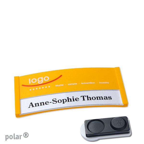 10 Namensschilder polar color-print Magnet 65 x 30 mm | gelb | smag Magnet, extra stark, Kunststoff