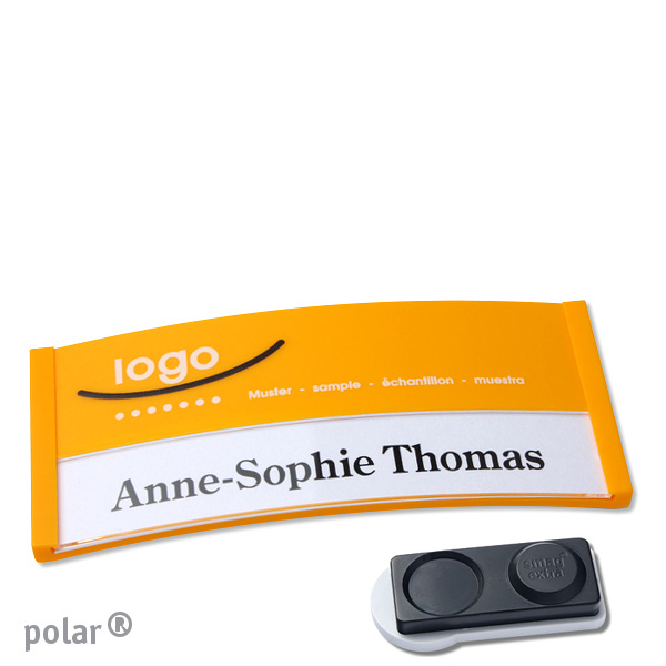10 Namensschilder polar color-print Magnet 74 x 34 mm | gelb | smag Magnet, extra stark, Kunststoff