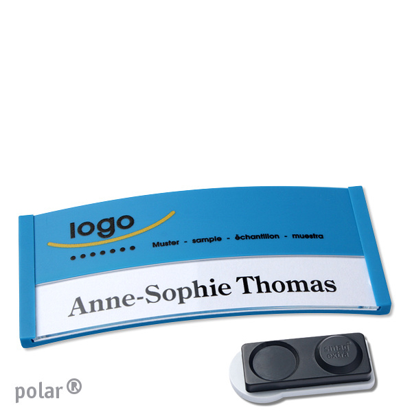 10 Namensschilder polar color-print Magnet 74 x 34 mm | mittelblau | smag Magnet, extra stark, Kunststoff