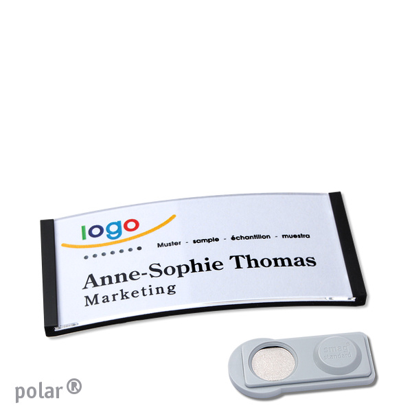 10 Namensschilder polar , magnetisch 65 x 30 mm | schwarz | smag Magnet, Kunststoff