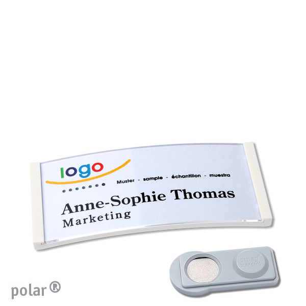 10 Namensschilder polar , magnetisch 65 x 30 mm | weiß | smag Magnet, Kunststoff