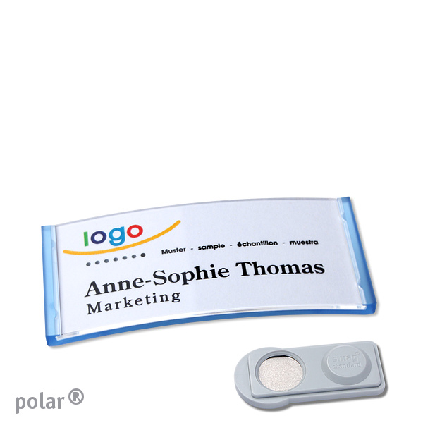 10 Namensschilder polar , magnetisch 65 x 30 mm | transluzent|blau | smag Magnet, Kunststoff