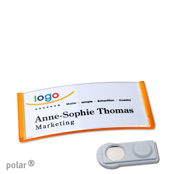10 Namensschilder polar , magnetisch 65 x 30 mm | transluzent|orange | smag Magnet, Kunststoff