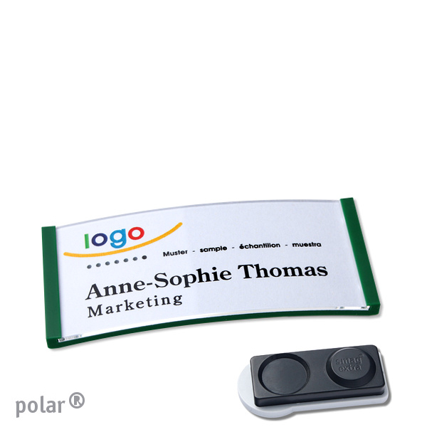 10 Namensschilder polar , magnetisch 65 x 30 mm | grün | smag Magnet, extra stark, Kunststoff
