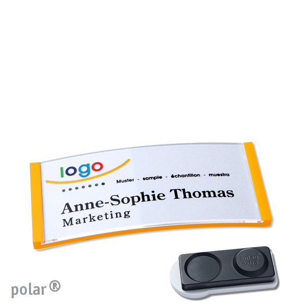 10 Namensschilder polar , magnetisch 65 x 30 mm | gelb | smag Magnet, extra stark, Kunststoff