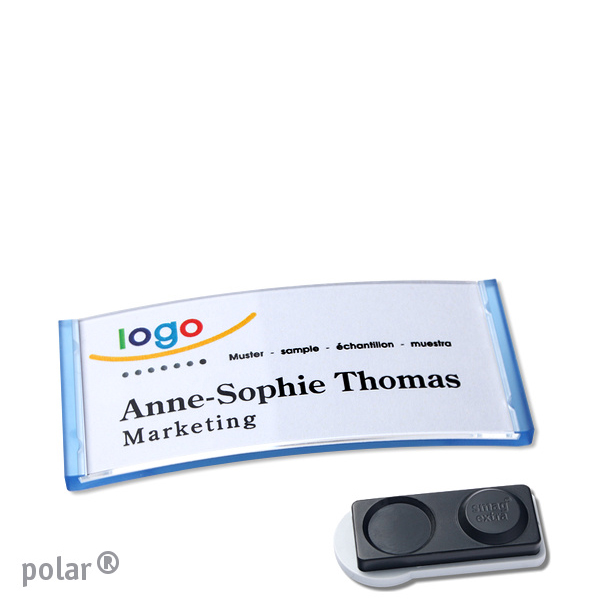 10 Namensschilder polar , magnetisch 65 x 30 mm | transluzent|blau | smag Magnet, extra stark, Kunststoff