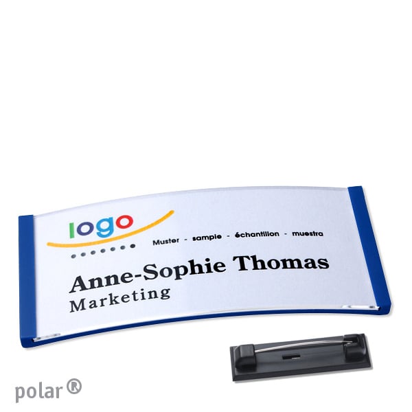 10 Namensschild mit Nadel polar 74 x 34 mm | blau, Kunststoff