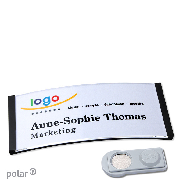 10 Namensschilder polar , magnetisch 74 x 34 mm | schwarz | smag Magnet, Kunststoff