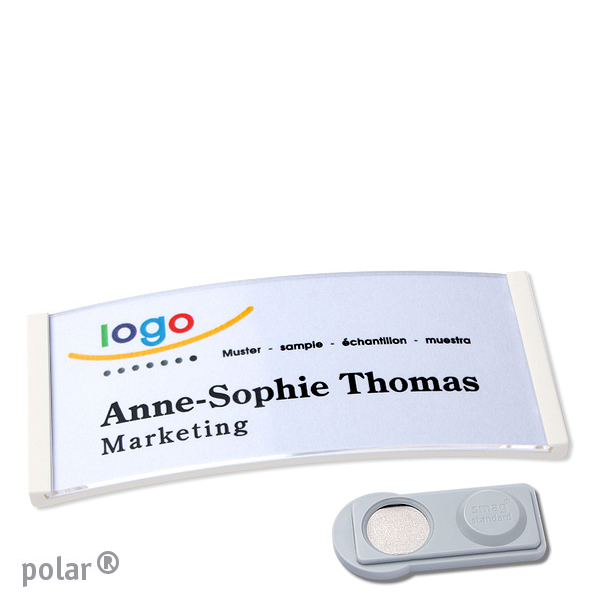 10 Namensschilder polar , magnetisch 74 x 34 mm | weiß | smag Magnet, Kunststoff