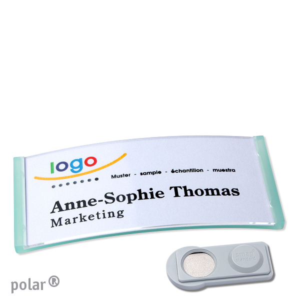 10 Namensschilder polar , magnetisch 74 x 34 mm | transluzent|grün | smag Magnet, Kunststoff