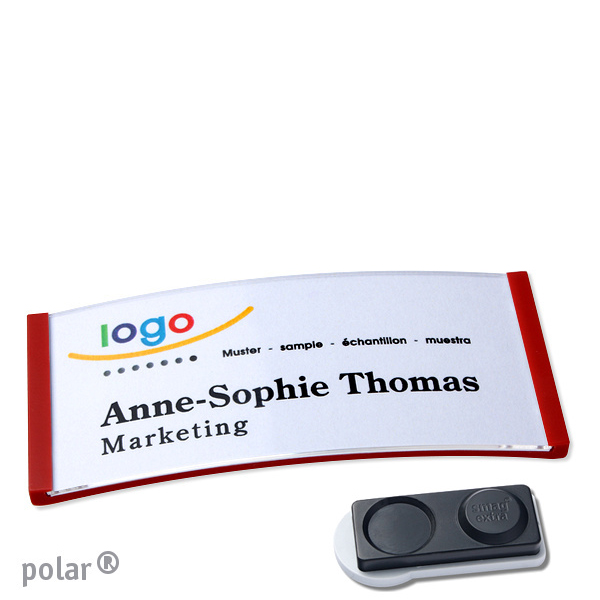 10 Namensschilder polar , magnetisch 74 x 34 mm | rot | smag Magnet, extra stark, Kunststoff