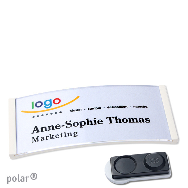 10 Namensschilder polar , magnetisch 74 x 34 mm | weiß | smag Magnet, extra stark, Kunststoff