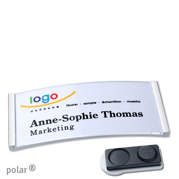 10 Namensschilder polar , magnetisch 74 x 34 mm | edelstahl | smag Magnet, extra stark, Kunststoff