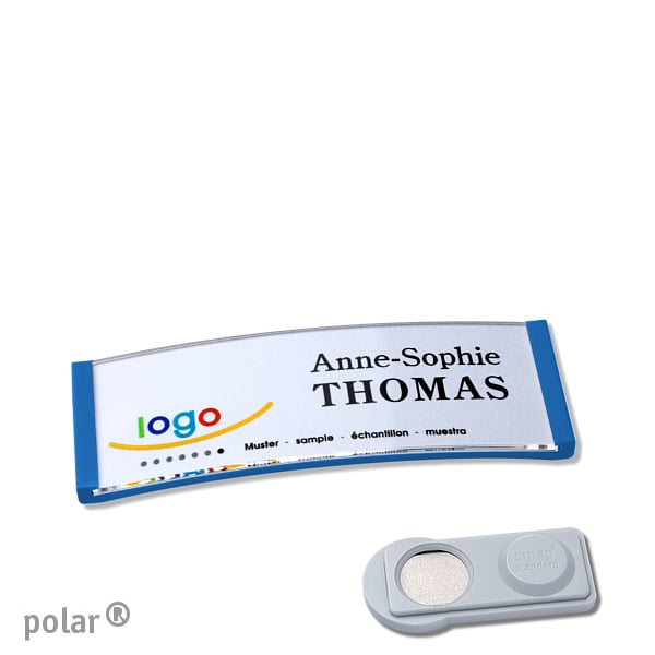 10 Namensschilder polar quick-print Magnet 64 x 22 mm | smag Magnet | mittelblau, Kunststoff