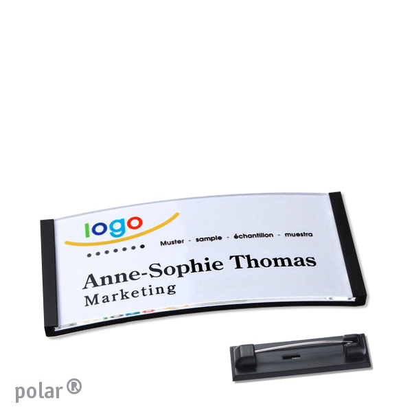 10 Namensschilder polar quick-print Nadel 65 x 30 mm | schwarz, Kunststoff