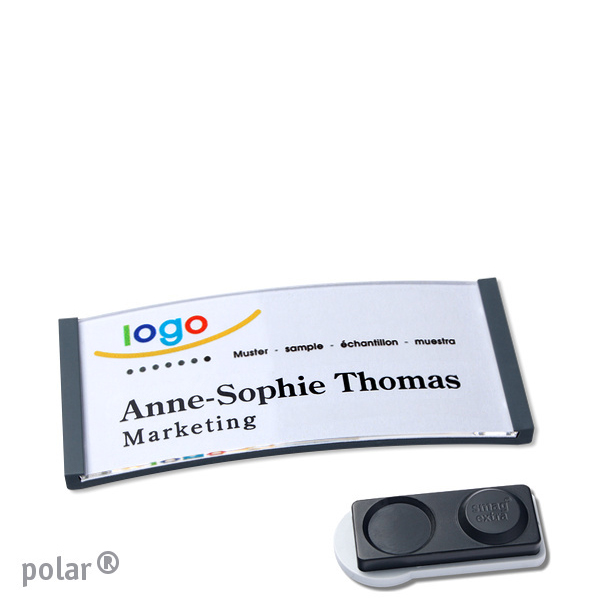10 Namensschilder polar quick-print Magnet 65 x 30 mm | smag Magnet, extra stark | anthrazit, Kunststoff