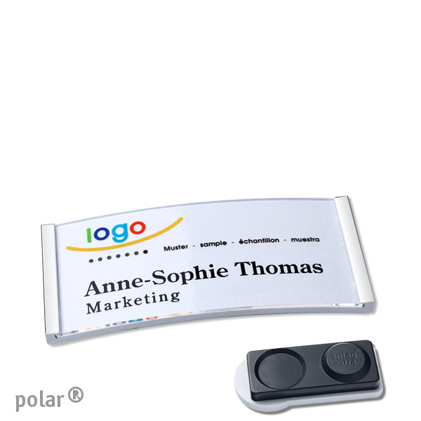10 Namensschilder polar quick-print Magnet 65 x 30 mm | smag Magnet, extra stark | edelstahl, Kunststoff