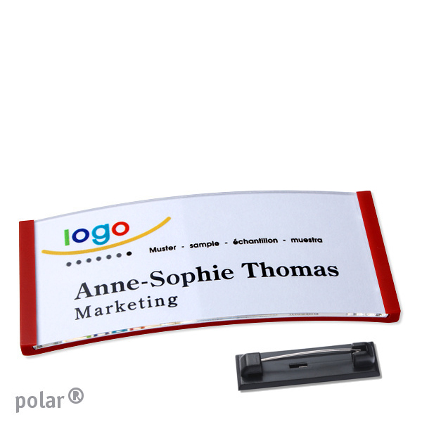 10 Namensschilder polar quick-print Nadel 74 x 34 mm | rot, Kunststoff