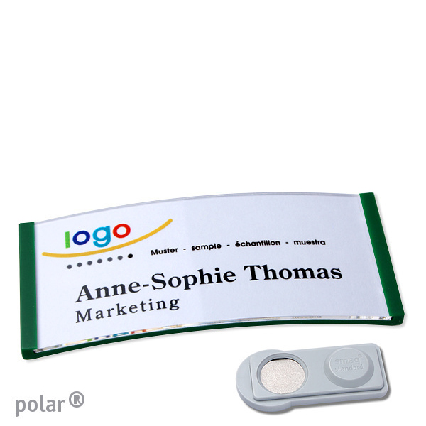 10 Namensschilder polar quick-print Magnet 74 x 34 mm | smag Magnet | grün, Kunststoff