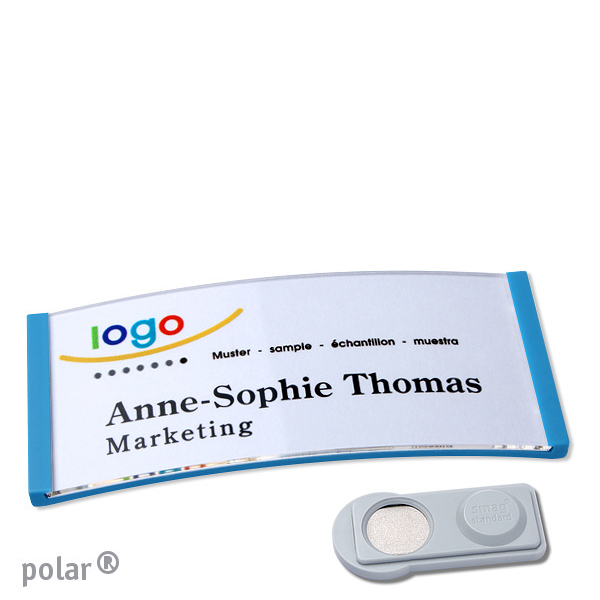 10 Namensschilder polar quick-print Magnet 74 x 34 mm | smag Magnet | mittelblau, Kunststoff