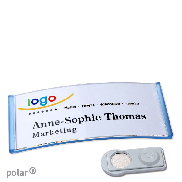 10 Namensschilder polar quick-print Magnet 74 x 34 mm | smag Magnet | transluzent|blau, Kunststoff