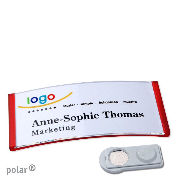 10 Namensschilder polar quick-print Magnet 74 x 34 mm | smag Magnet | transluzent|rot, Kunststoff