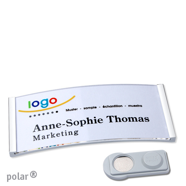 10 Namensschilder polar quick-print Magnet 74 x 34 mm | smag Magnet | chrom, Kunststoff