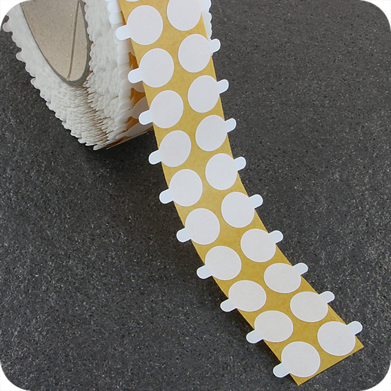 Doppelseitige Klebepunkte, ø = 10 mm, stark/stark (Rolle mit 5.000 Stück)