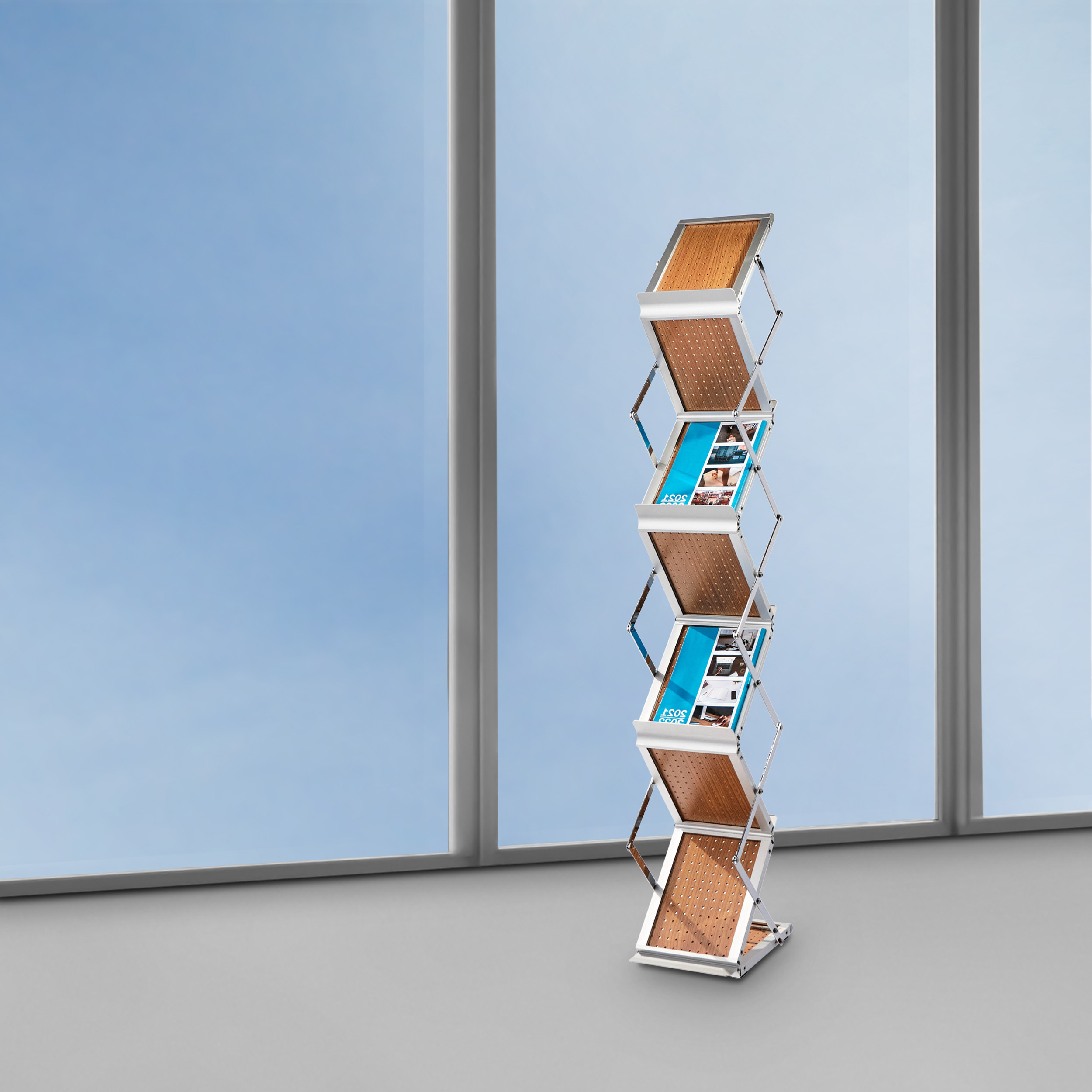 JJsdwin Broschürenständer Faltbar - 4-etagiger Prospektständer Für Büro, Bibliothek & Schule