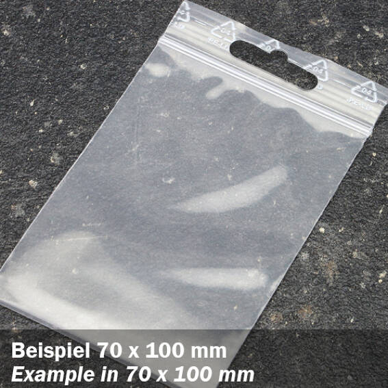 90 µm 160 x 220 mm Druckverschlussbeutel, mit Euroloch, PEFolie