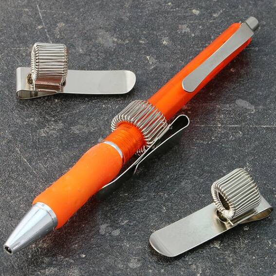Stifthalter Metall mit Clip zum Anstecken, mit flexibler