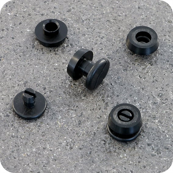 100 Druckösen aus Kunststoff, dicke Ausführung, 10 mm Füllhöhe, schwarz, PP