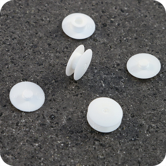 100 Druckösen aus Kunststoff, dünne Ausführung, 2,5 mm Füllhöhe, weiß, Polyamid