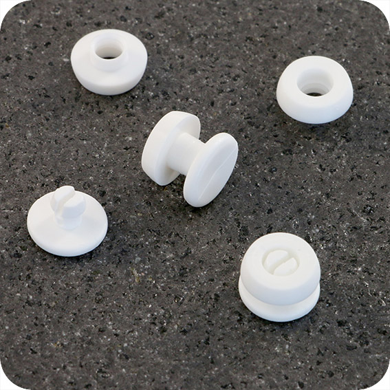 100 Druckösen aus Kunststoff, dicke Ausführung, 7,5 mm Füllhöhe, weiß, PP