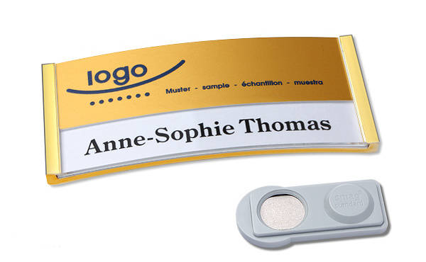 10 Namensschilder polar alu-print Magnet 65 x 30 mm | gold | gold | smag Magnet, Kunststoff